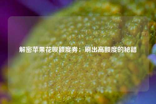 解密苹果花呗额度券：刷出高额度的秘籍