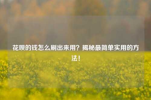 花呗的钱怎么刷出来用？揭秘最简单实用的方法！