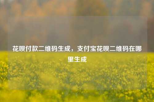 花呗付款二维码生成，支付宝花呗二维码在哪里生成