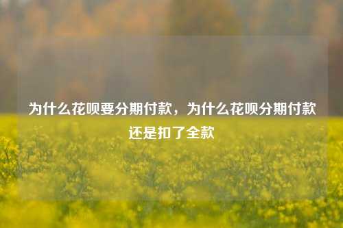 为什么花呗要分期付款，为什么花呗分期付款还是扣了全款