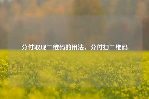 分付取现二维码的用法，分付扫二维码