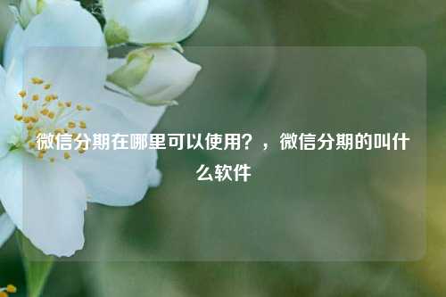 微信分期在哪里可以使用？，微信分期的叫什么软件