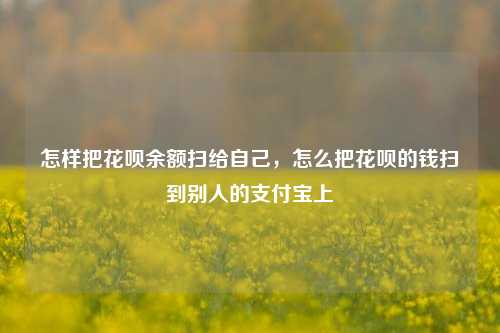 怎样把花呗余额扫给自己，怎么把花呗的钱扫到别人的支付宝上