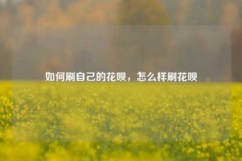 如何刷自己的花呗，怎么样刷花呗