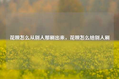 花呗怎么从别人那刷出来，花呗怎么给别人刷