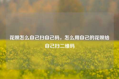 花呗怎么自己扫自己码，怎么用自己的花呗给自己扫二维码