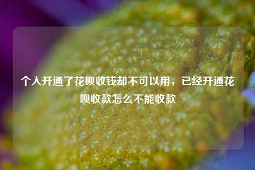 个人开通了花呗收钱却不可以用，已经开通花呗收款怎么不能收款