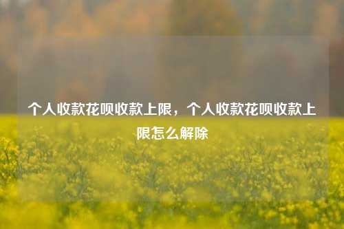 个人收款花呗收款上限，个人收款花呗收款上限怎么解除