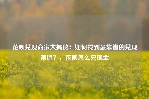 花呗兑现商家大揭秘：如何找到最靠谱的兑现渠道？，花呗怎么兑现金