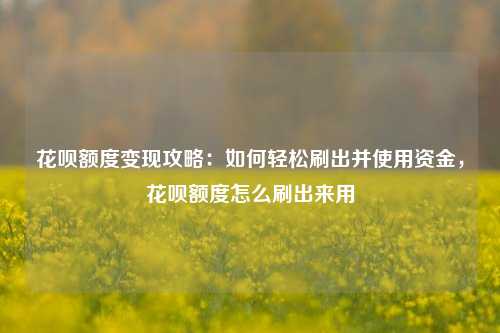 花呗额度变现攻略：如何轻松刷出并使用资金，花呗额度怎么刷出来用