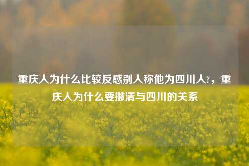 重庆人为什么比较反感别人称他为四川人?，重庆人为什么要撇清与四川的关系