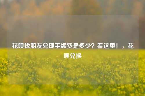 花呗找朋友兑现手续费是多少？看这里！，花呗兑换