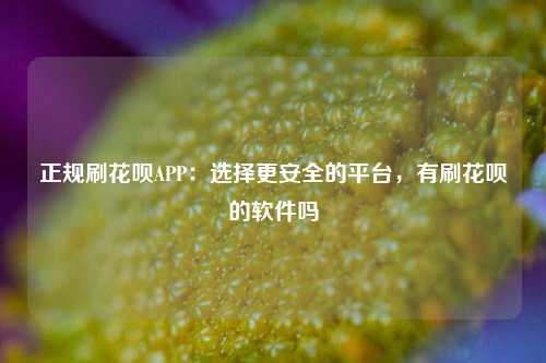 正规刷花呗APP：选择更安全的平台，有刷花呗的软件吗