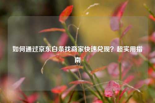 如何通过京东白条找商家快速兑现？超实用指南