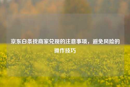 京东白条找商家兑现的注意事项，避免风险的操作技巧