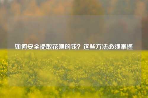 如何安全提取花呗的钱？这些方法必须掌握