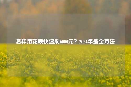 怎样用花呗快速刷6000元？2024年最全方法