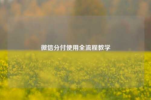 微信分付使用全流程教学