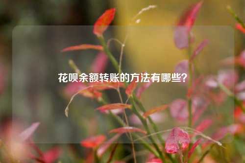 花呗余额转账的方法有哪些？