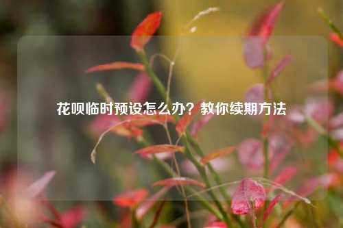 花呗临时预设怎么办？教你续期方法