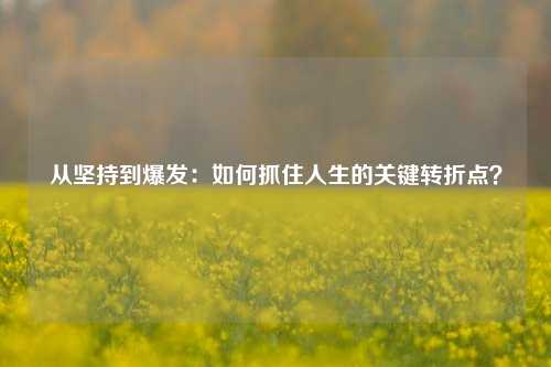 从坚持到爆发：如何抓住人生的关键转折点？