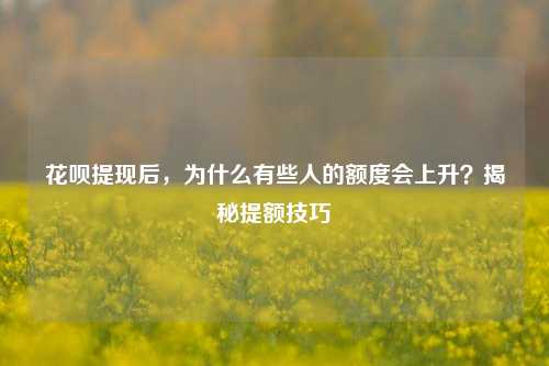 花呗提现后，为什么有些人的额度会上升？揭秘提额技巧