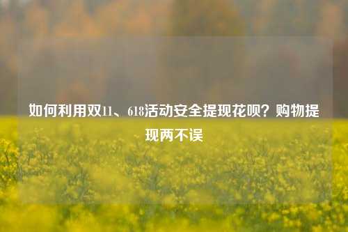 如何利用双11、618活动安全提现花呗？购物提现两不误